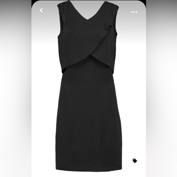 NWT Sandro Raviv Wrap Effect Crepe Dress LBD Sleeveless Cross Front Black Sz M - Picture 3 of 16